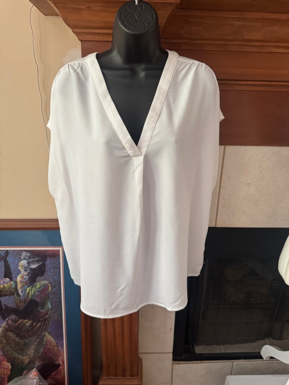 NEW Classic White V-Neck Women's Blouse